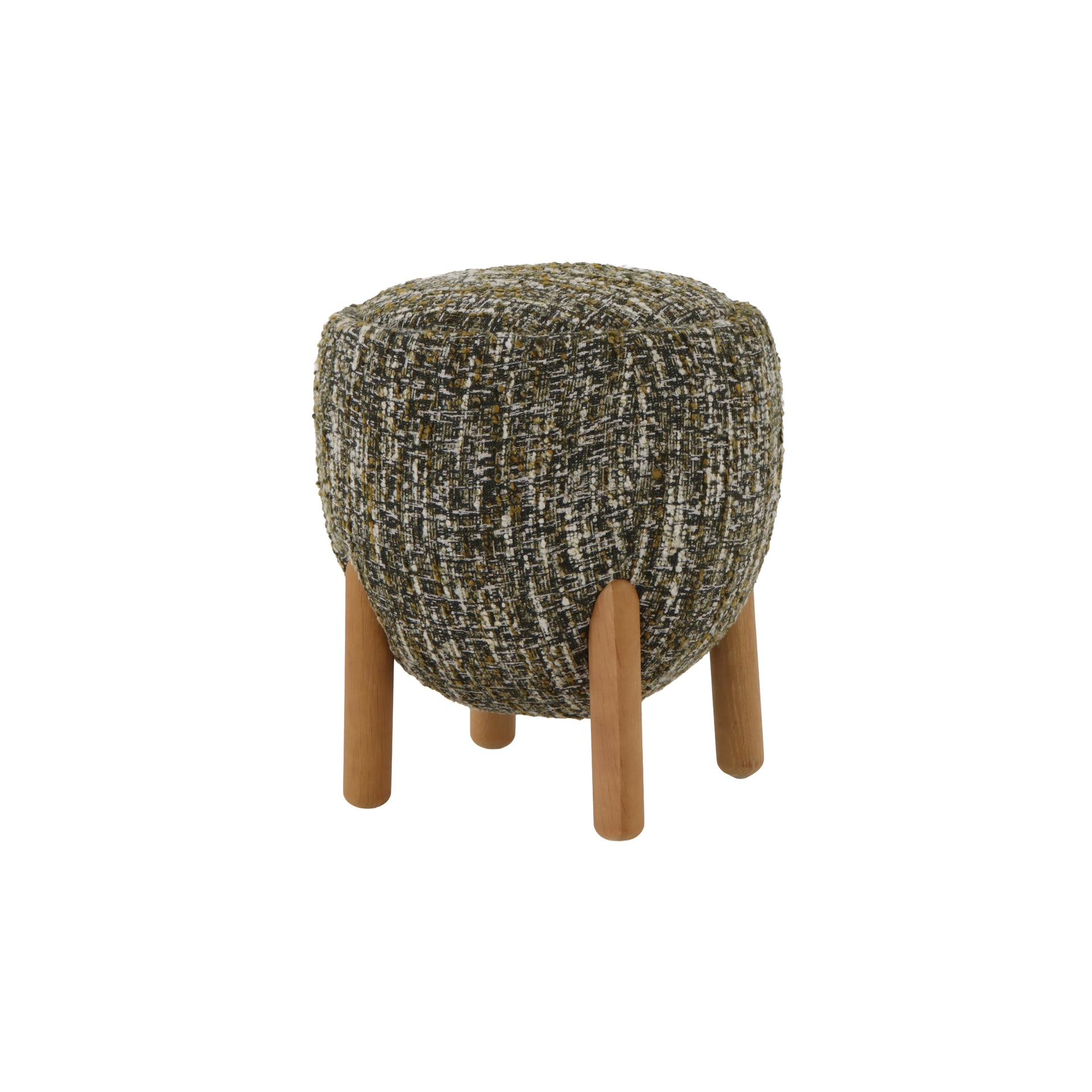 Theo Oak Pouf – Green Fabric