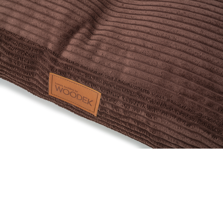 Teddy extra large dark brown orthopedic dog bed with removable cover, Woodek logo