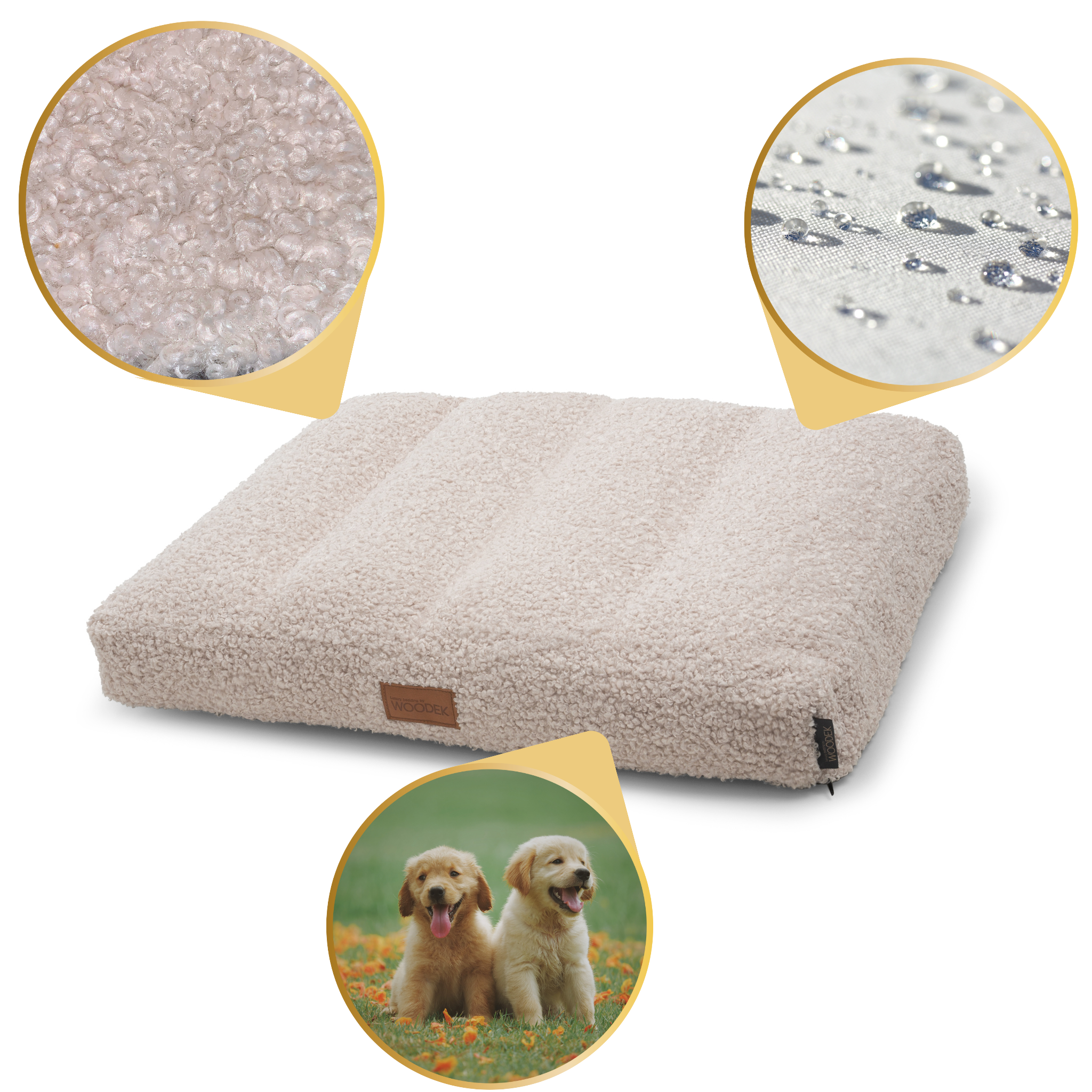 Teddy medium beige ergonomic dog mattress with removable cover