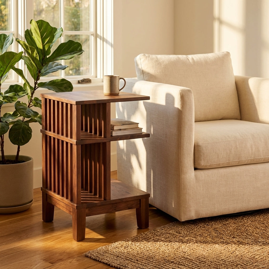 Nightstand Celine - American Walnut Wood + Matte Lacquer Finish