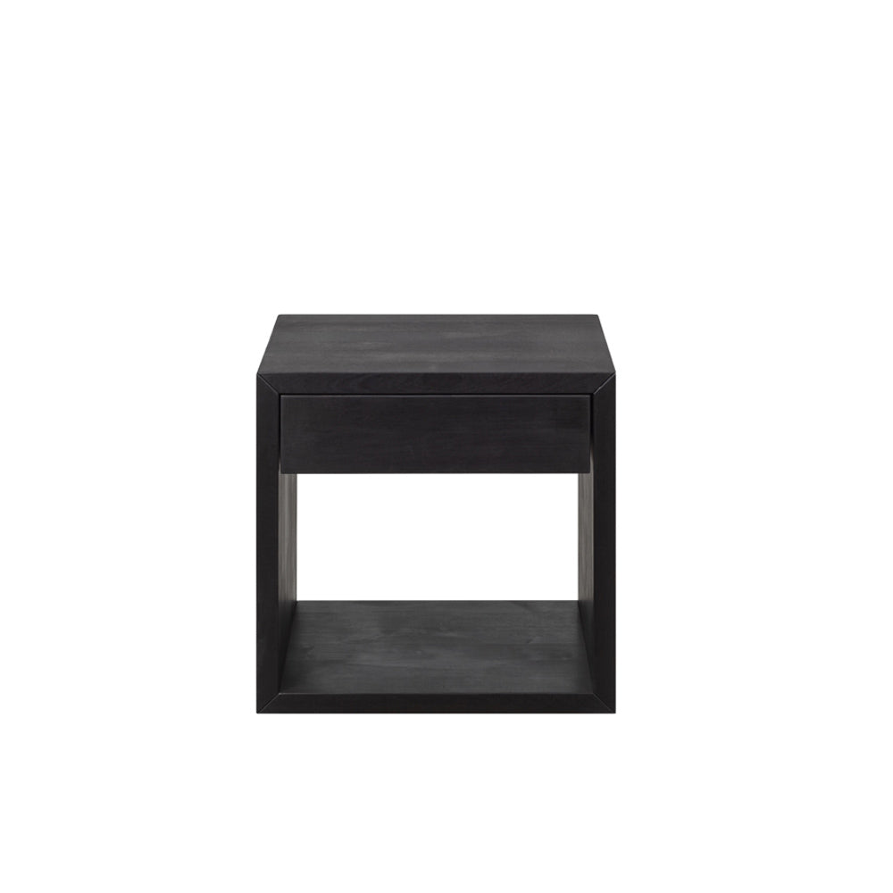Hugo Floating Nightstand – Dark American Oak Bedside Table with Drawer and Shelf
