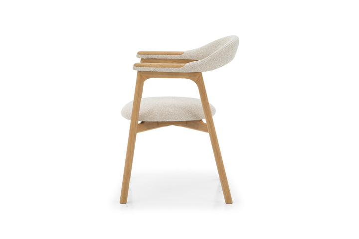 Franz timeless oak wooden dining chair with soft cobble fabric seat