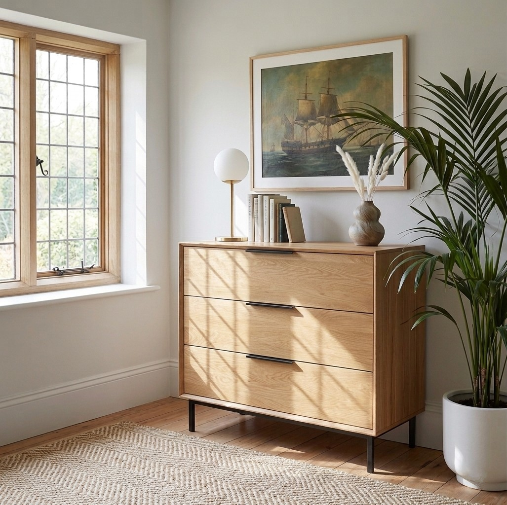 The Bergen 3-Drawer Oak Dresser