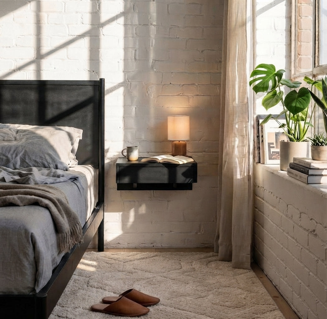 Floating Nightstand Bo in Black Beech