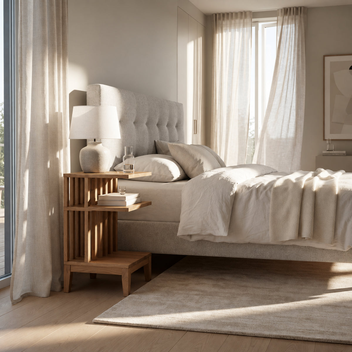 Celine Solid American White Oak Nightstand – Handcrafted American Hardwood, Fully Assembled