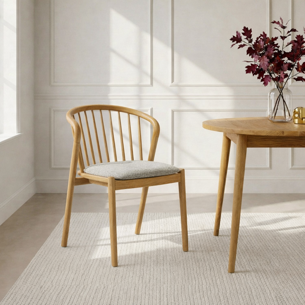 Saga - Classic Oak Dining Chair with Noel Seat Pad