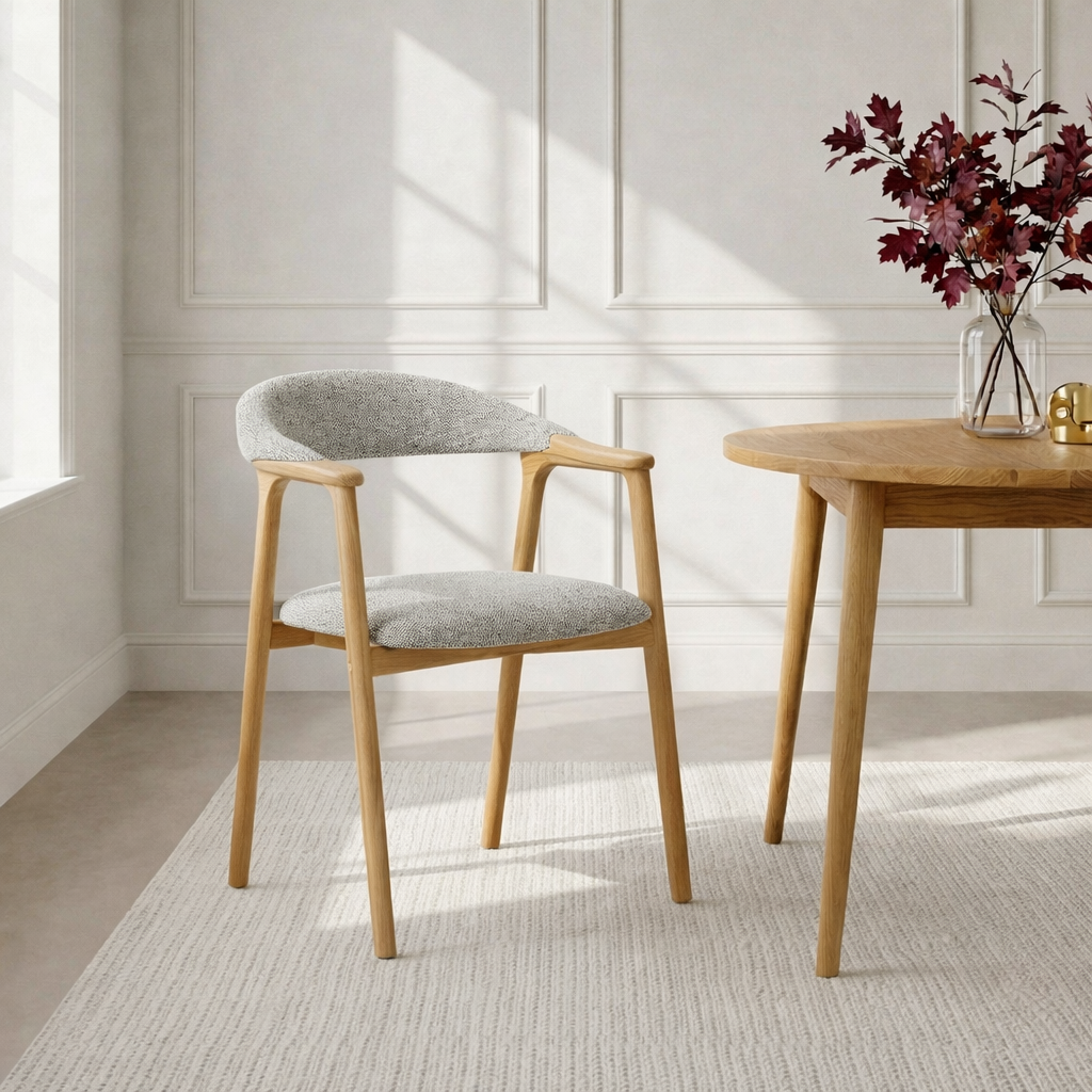 Franz – Timeless Oak Dining Chair, Noel Fabric
