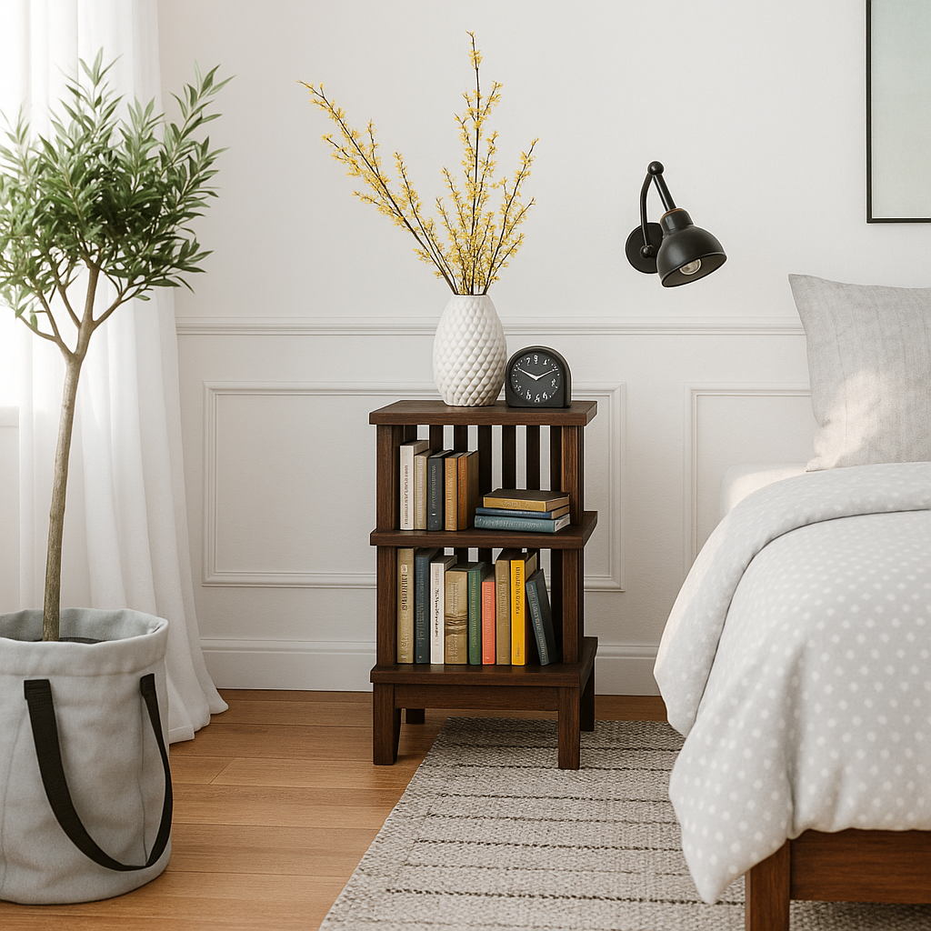 Nightstand Celine, American Walnut + Matte Lacquer Finish