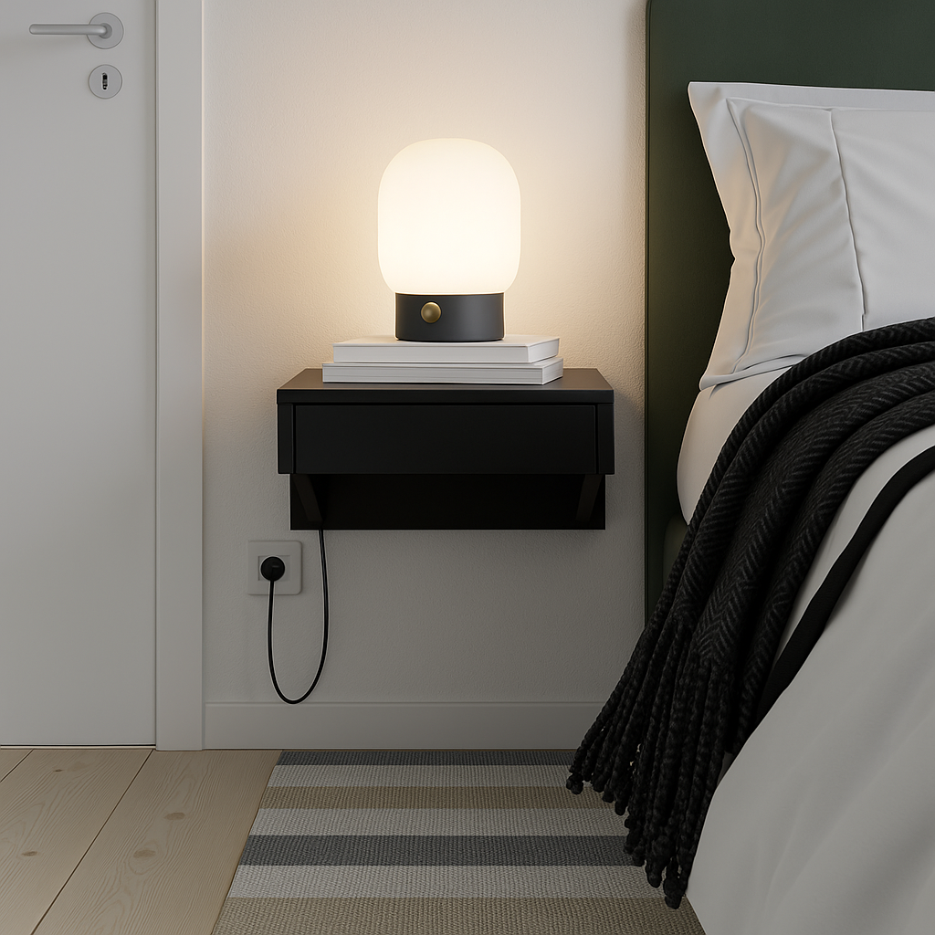 Floating Nightstand Bo in Black Beech