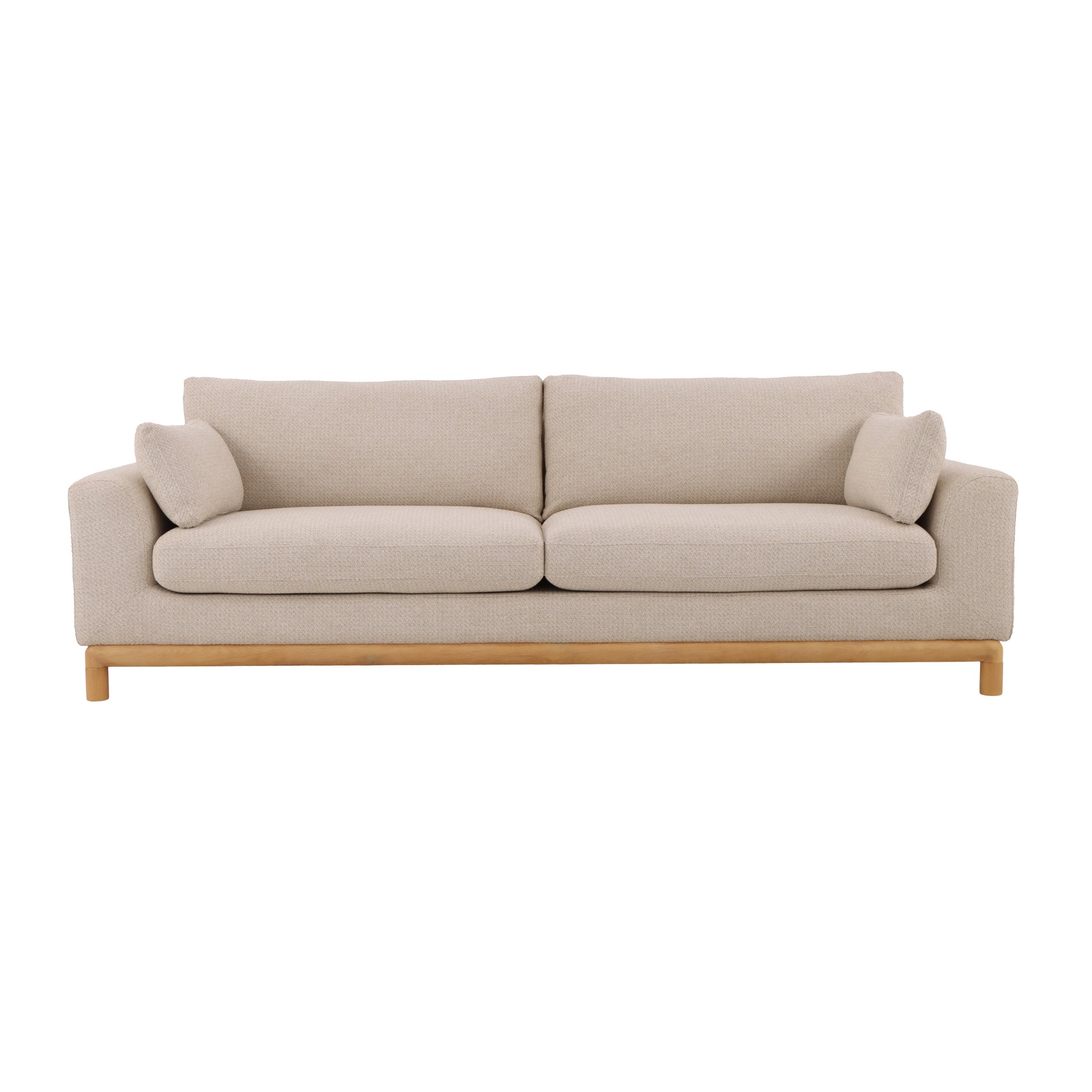 Modern Wooden Sofa Celeste in Warm Beige Nature Fabric
