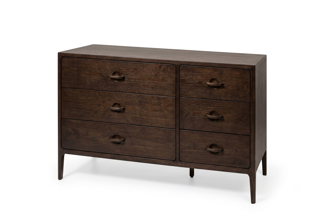 Elin espresso oak dresser in a modern room setting