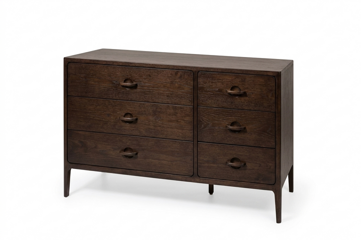 Elin espresso oak dresser in a modern room setting