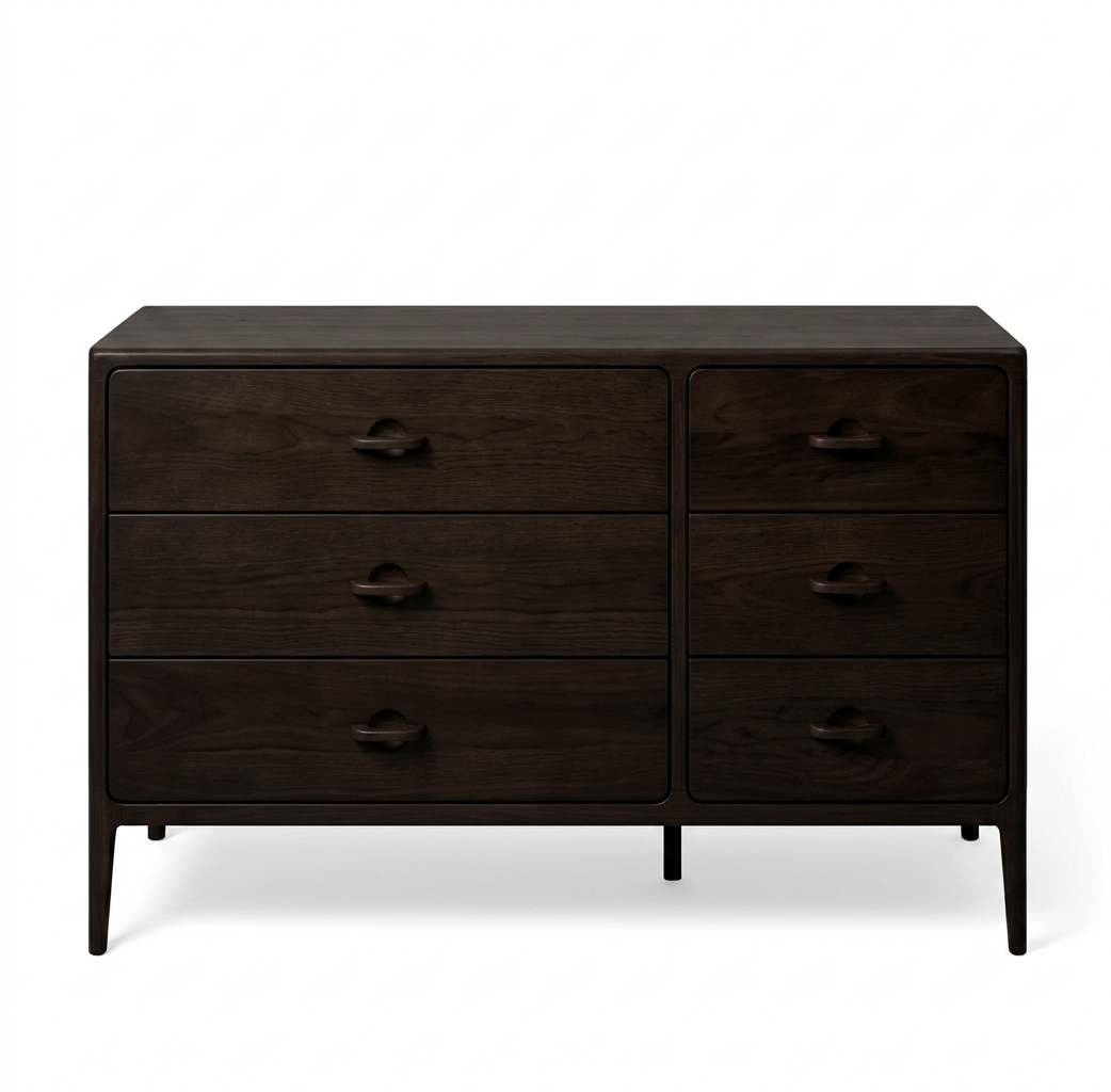Elin espresso oak 6-drawer dresser, full front view