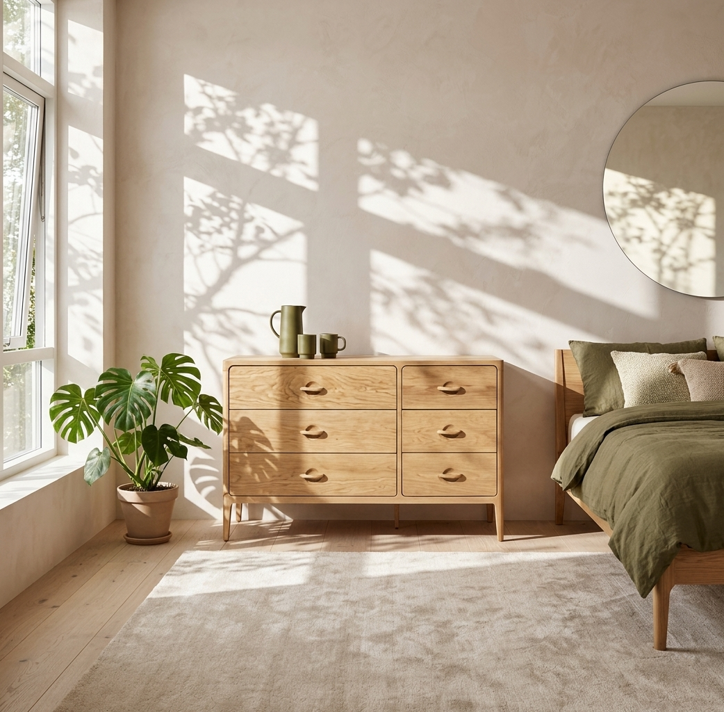 Elin Oak Dresser with 6 Drawers - Natural Oak