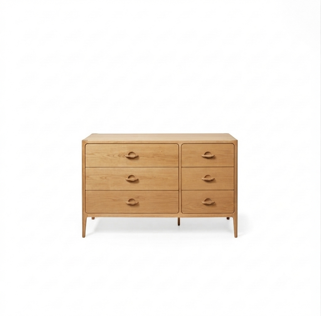 Elin Premium American White Oak Dresser with 6 Drawers - Matte Lacquer