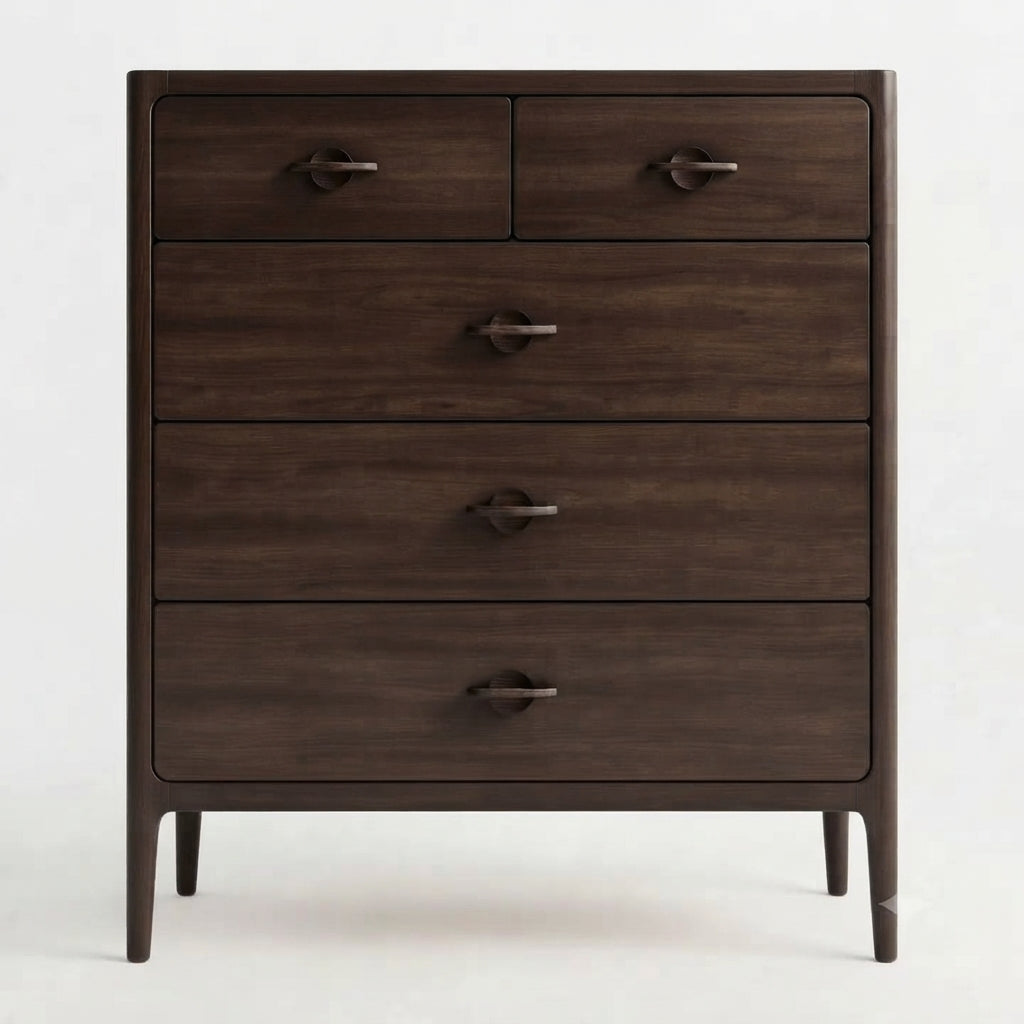 Elin Premium American White Oak Dresser with 3+2 Drawers - Espresso