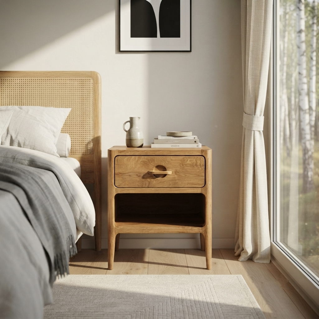 Elin Nightstand with Drawer - Natural Oak