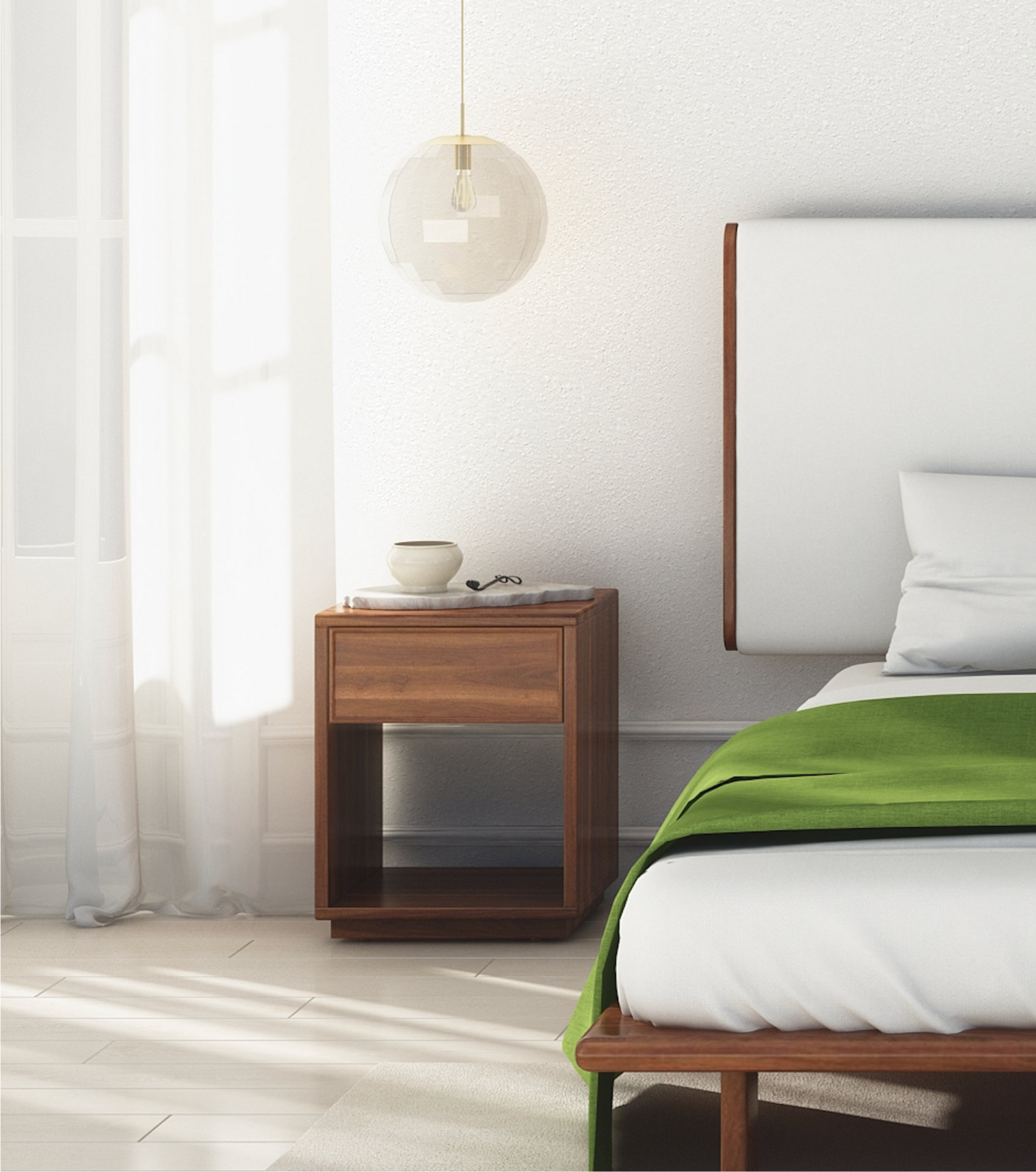 Wooden Nightstand Emma - From Real American Walnut Wood