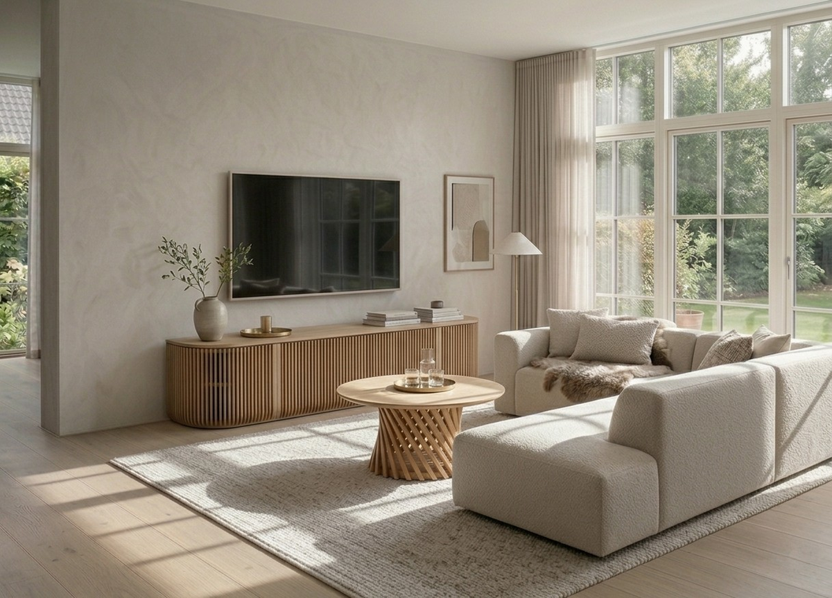 Franz Solid American White Oak Media Console – Handcrafted TV Cabinet