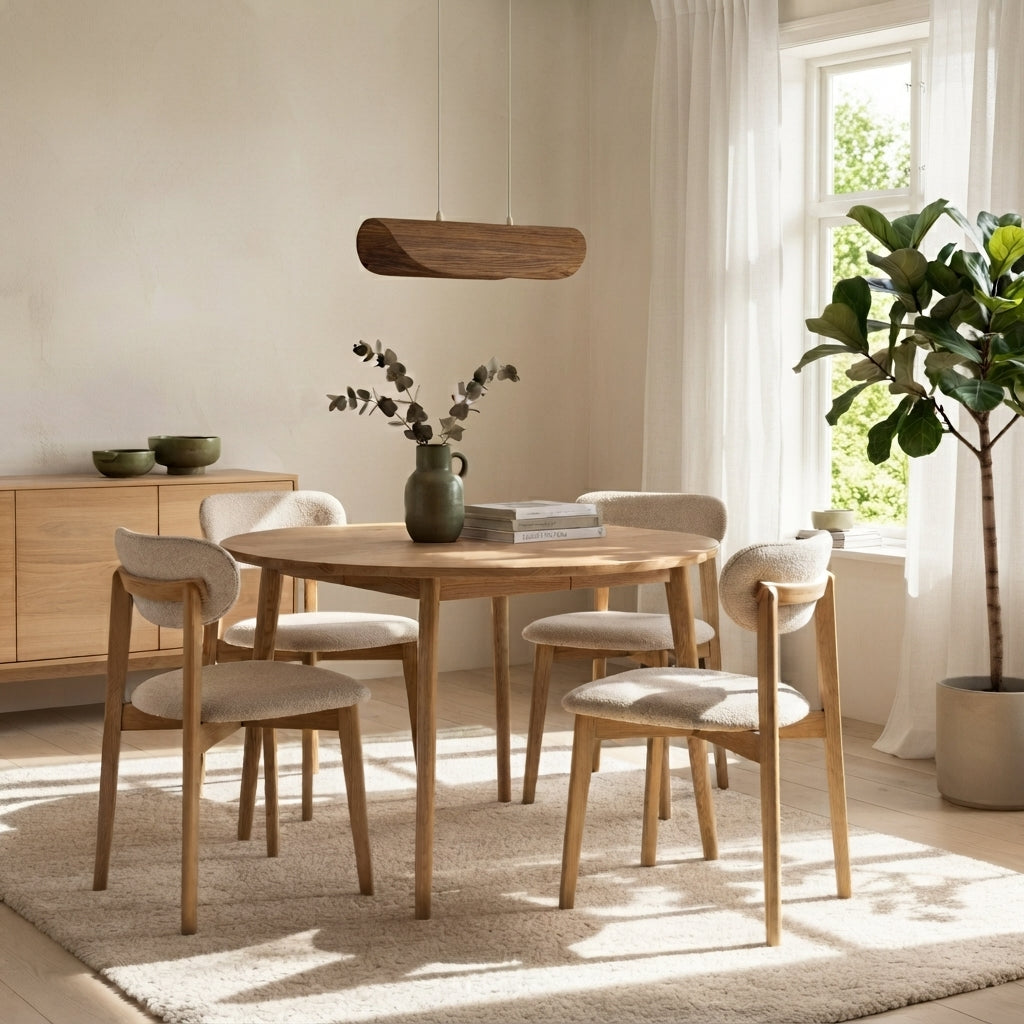 BO Round Extendable Dining Table –  Handcrafted Solid American White Oak Hardwood