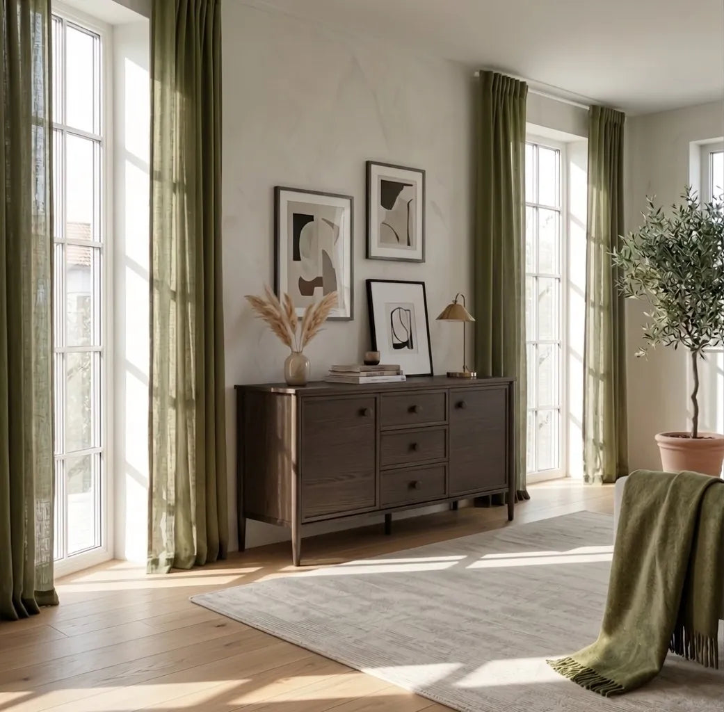 Rose Espresso Oak Sideboard with French Classic Elegance