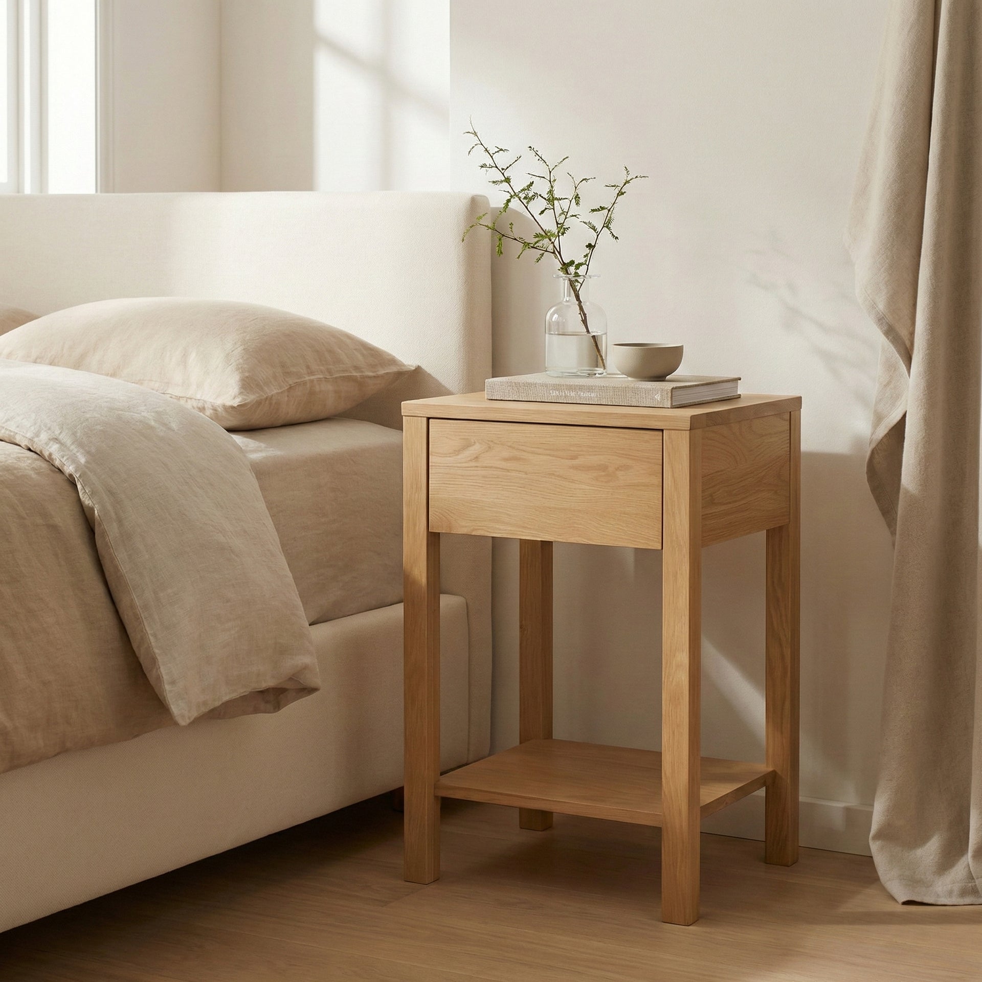 Tommy Nightstand with Drawer – Solid American Oak