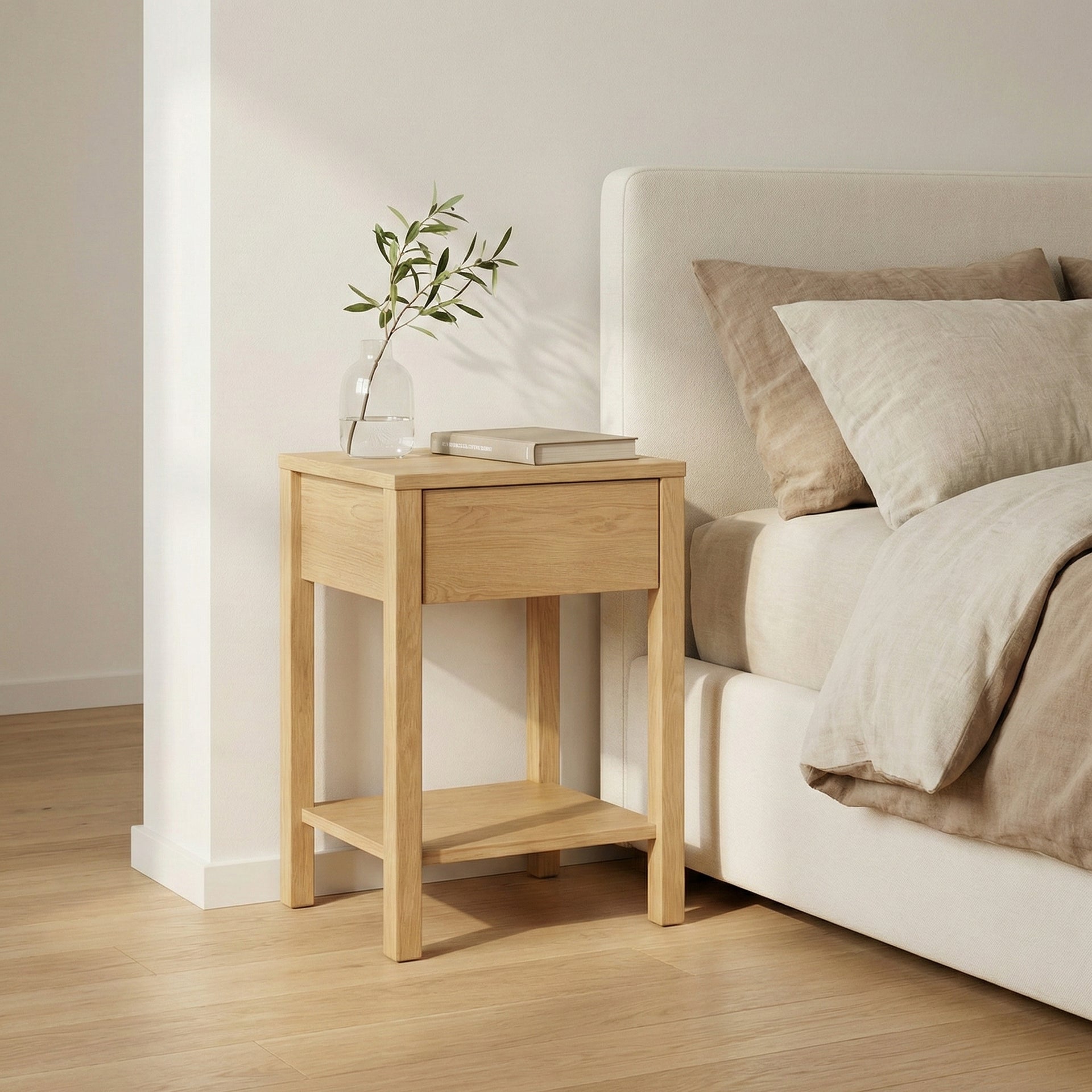 Tommy Nightstand with Drawer – Solid American Oak