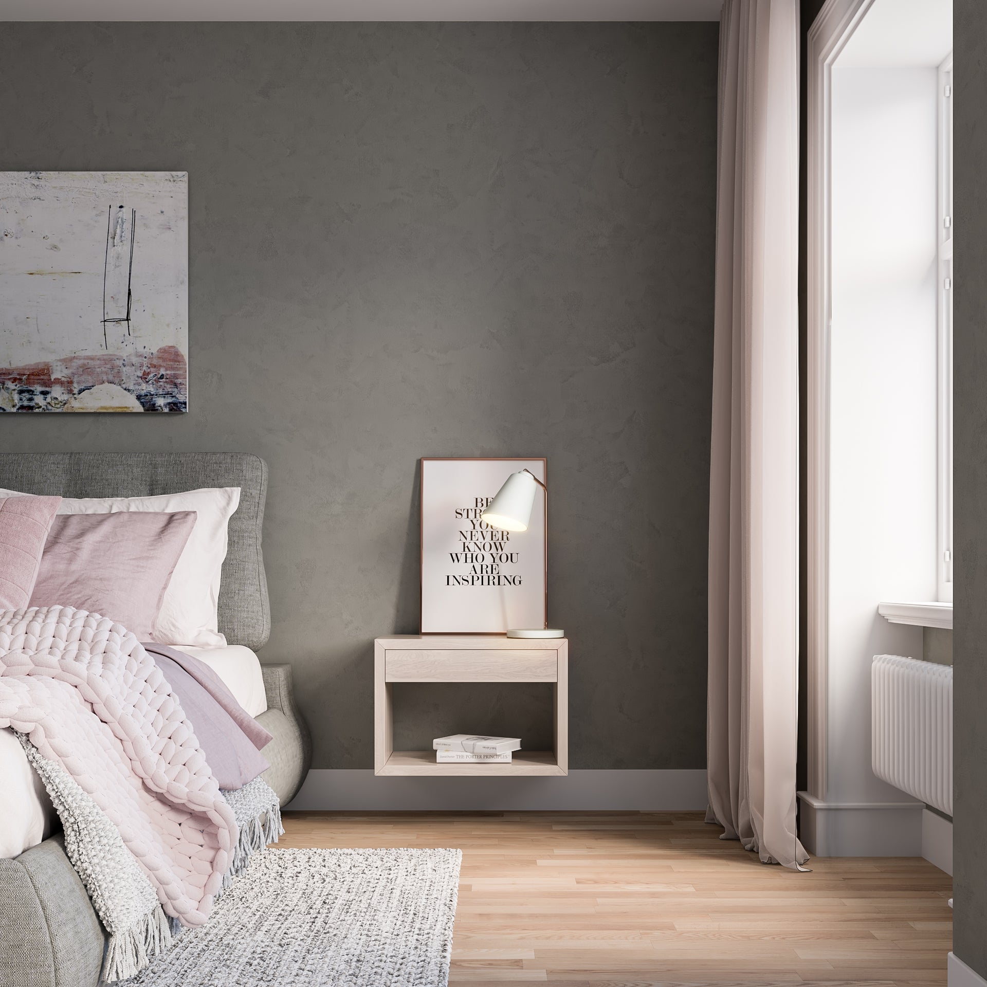 A versatile, minimalist nightstand that complements various bedroom styles, providing both style and storage