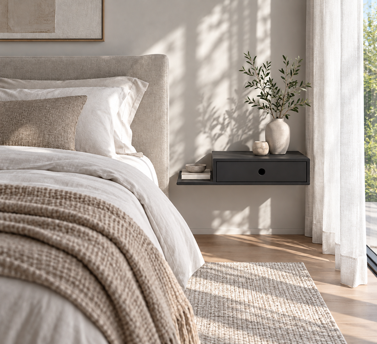 Floating Nightstand Hope - Black Beech