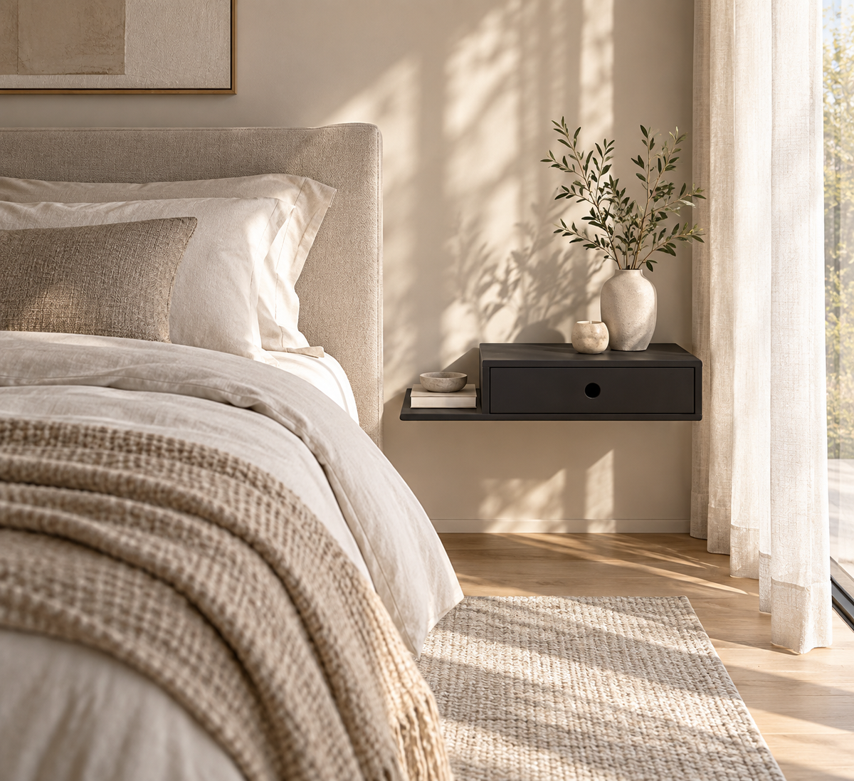 Floating Nightstand Hope - Black Beech