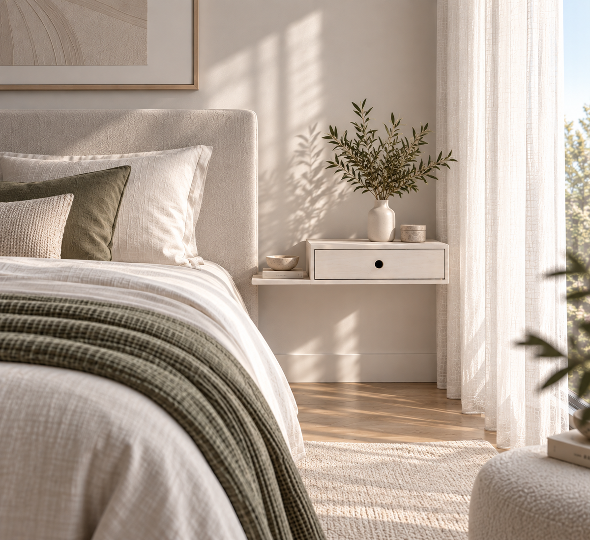 Floating Nightstand Hope - White Beech