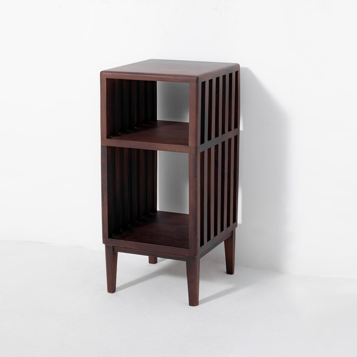 Jack Narrow Side Table/Nightstand – Handcrafted Solid Walnut with open slat design, double storage shelves, gallery position 1, JACK_NIGHTSTAND_4.jpg