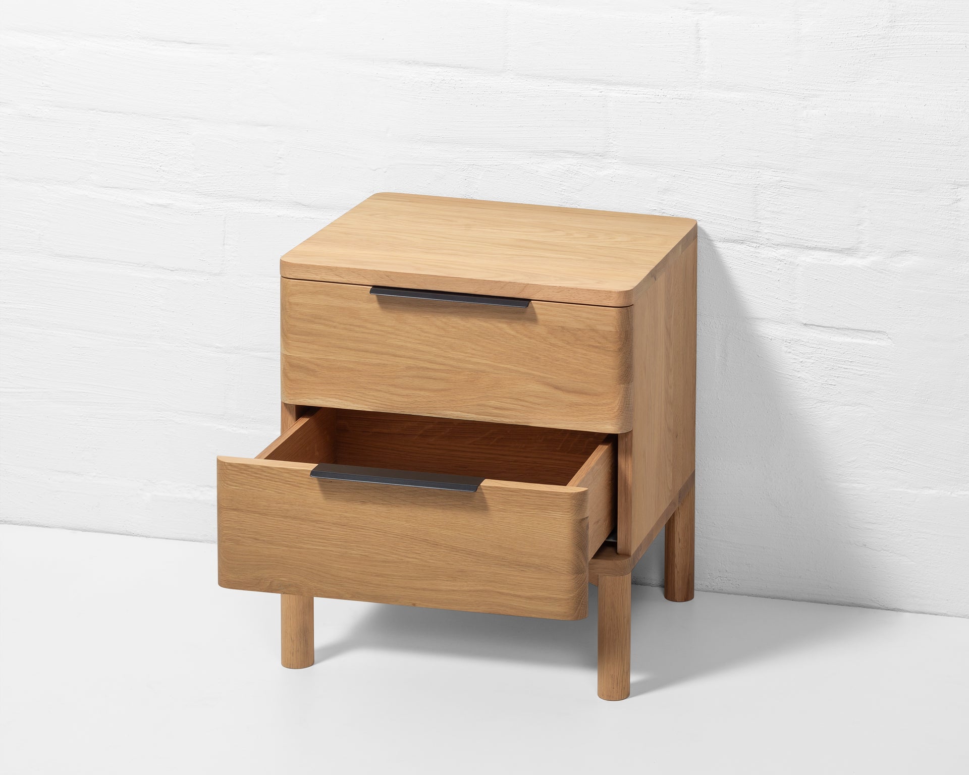 Harry - Handmade American Oak Nightstand: Soft-Close Drawers - Espresso Matte Lacquer Finish