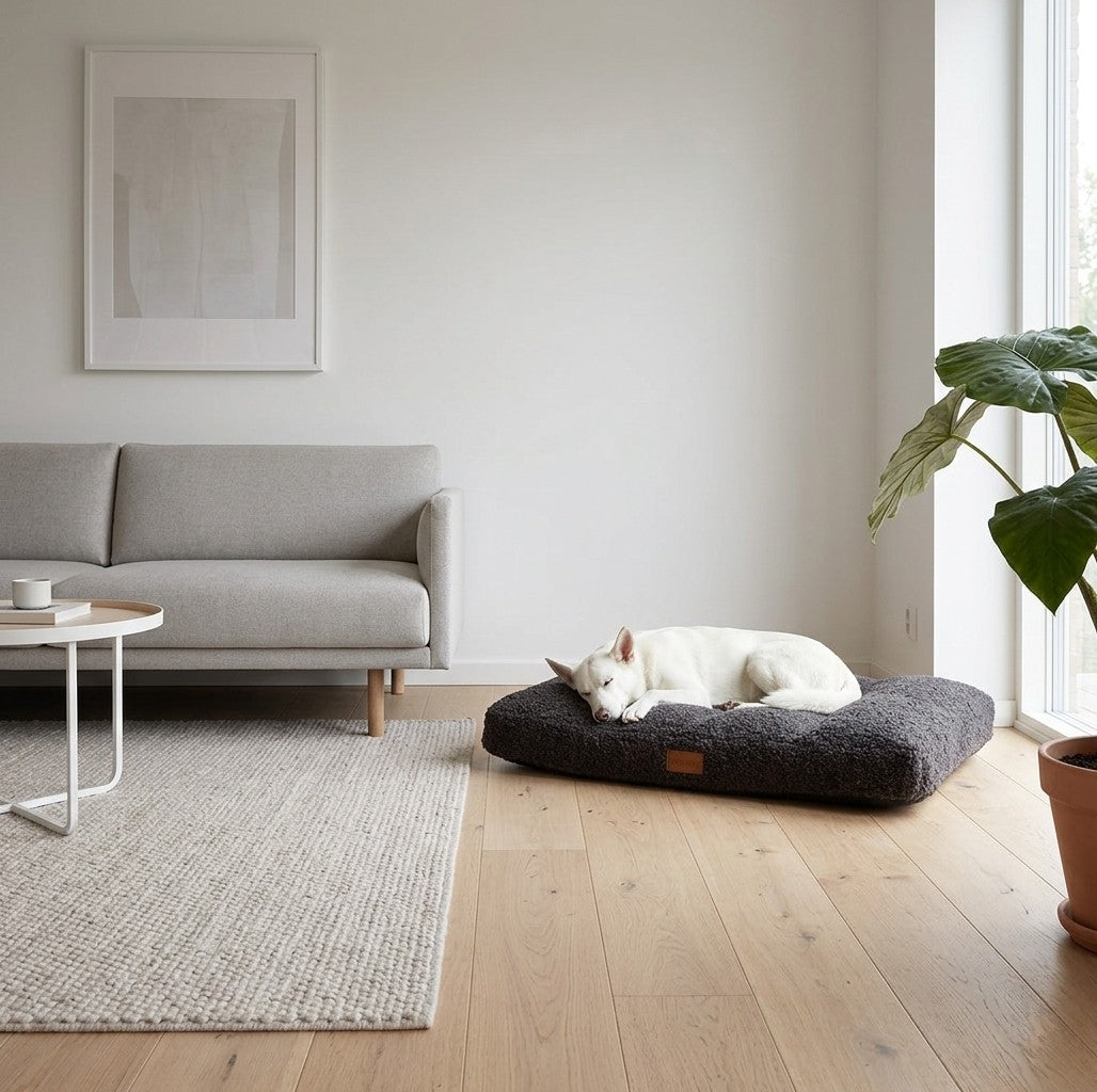 Luxurious orthopedic dog bed mattress Teddy with dark grey removable fabric