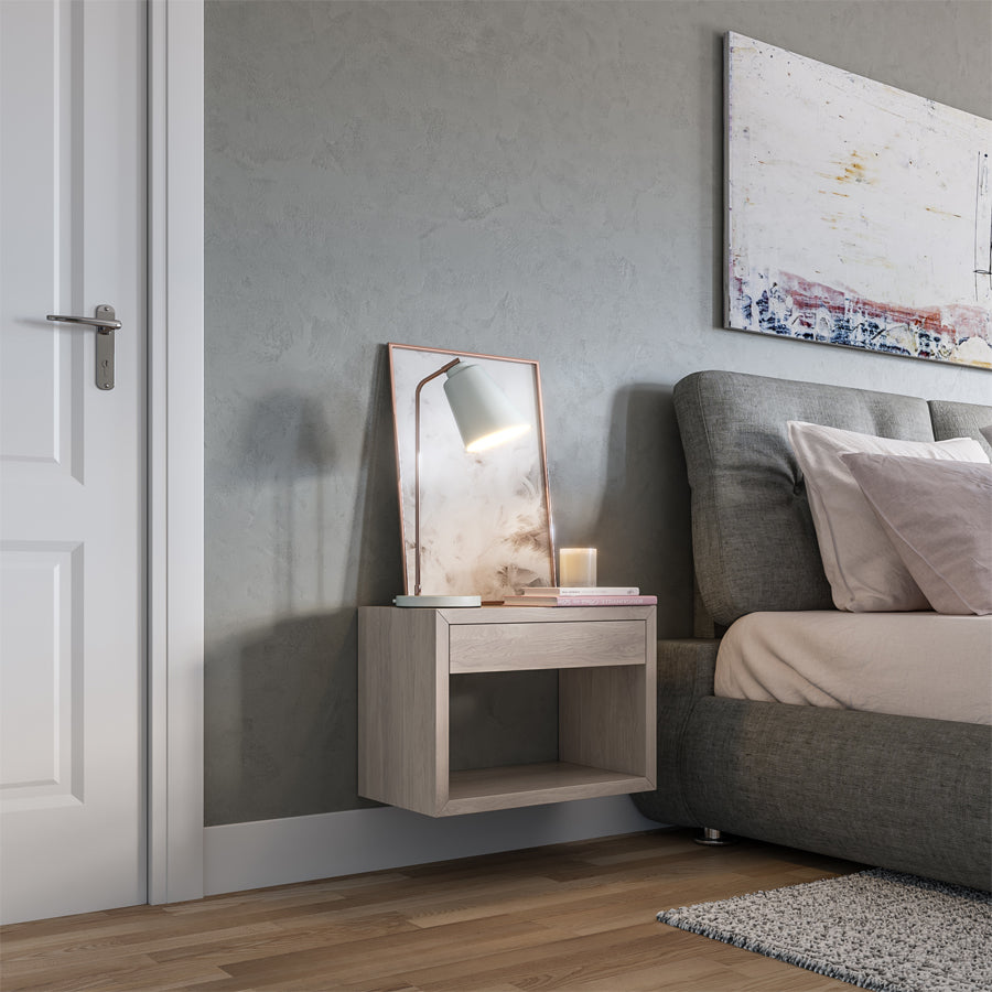 cubic, wooden cubic, wooden nightstand, floating nightstand, bedside table