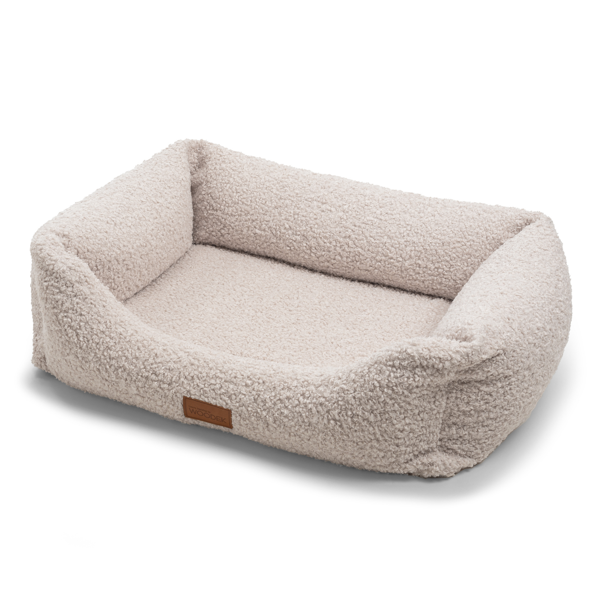 Ergonomic pet bed with removable covers, medium beige