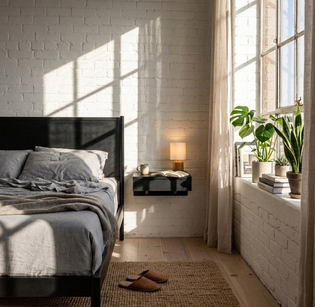 Floating Nightstand Bo in Black Beech