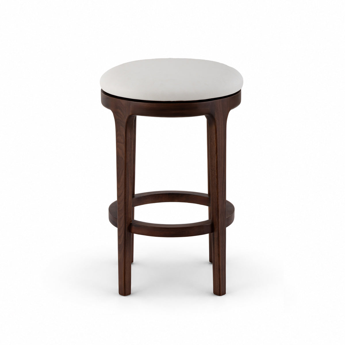 Nature Swivel Walnut Bar Stool - White Leather