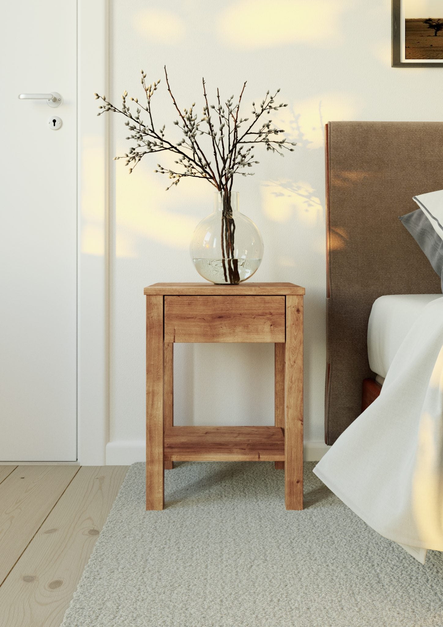 Natural Oak Wood nightstand Tommy