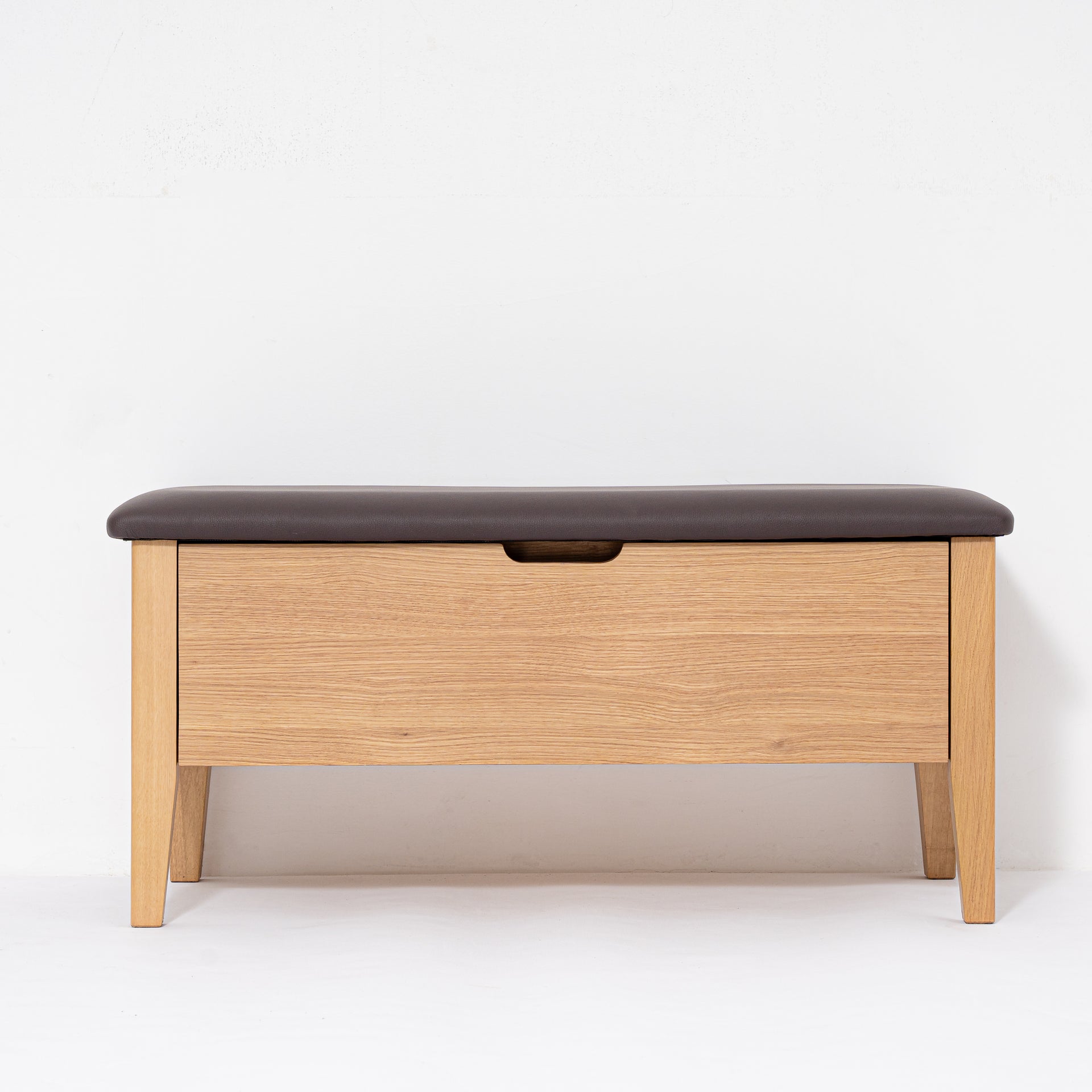 Oslo Oak Bench 35" – Brown Leather