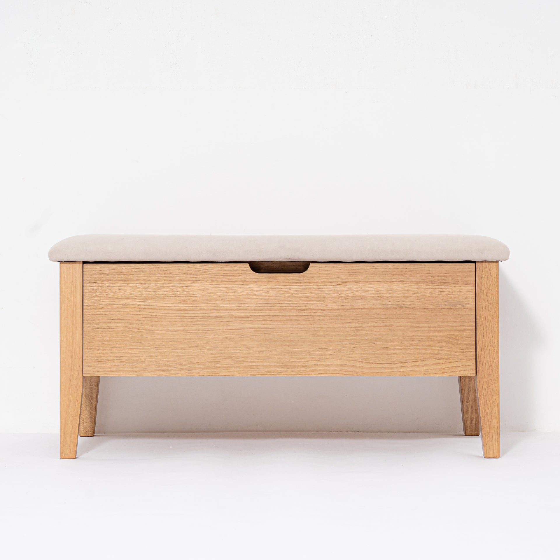 Oslo Oak Bench 35" - Beige Leather