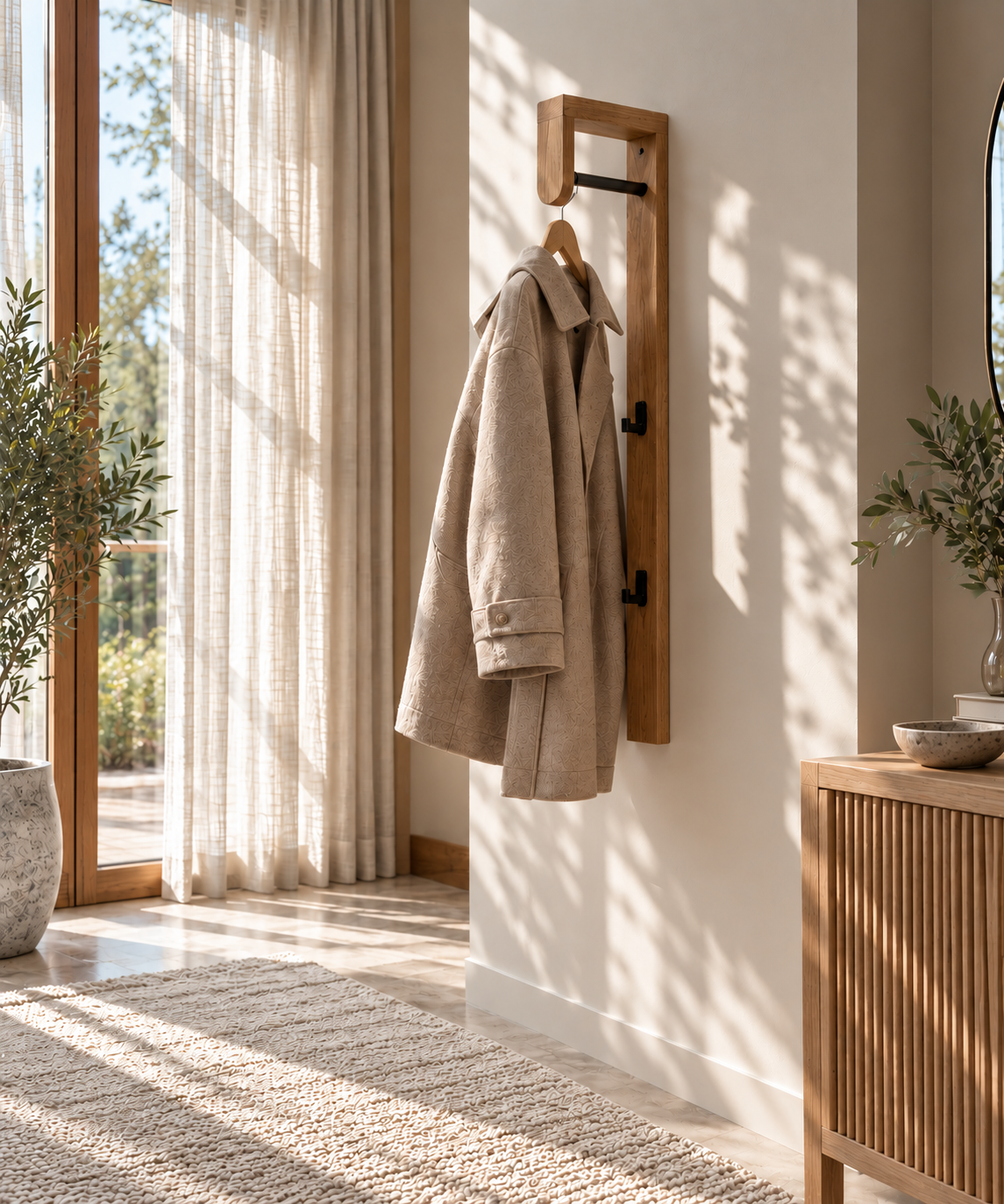 Coat Rack Woody - Natural American White Oak Finish