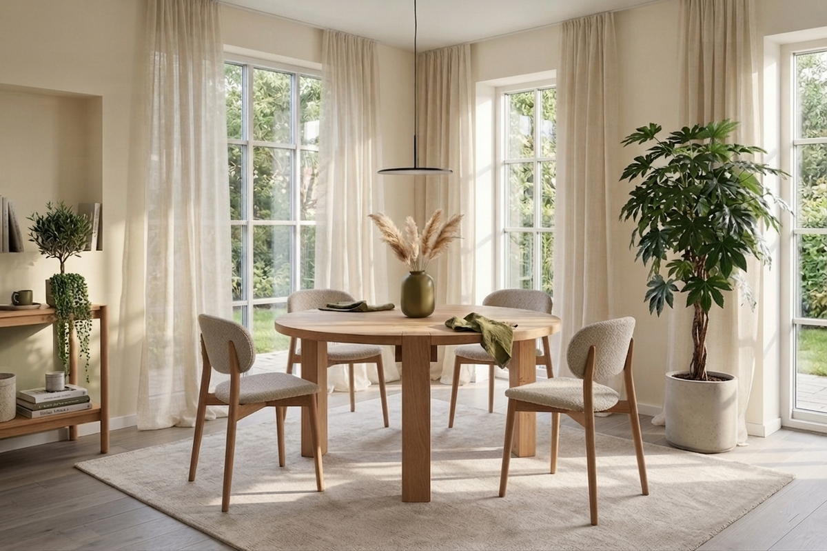Rooma Round Dining Table –  Handcrafted Solid American White Oak Hardwood