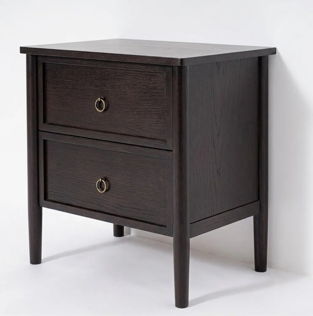 Rose Wooden Nightstand in Espresso Oak Finish