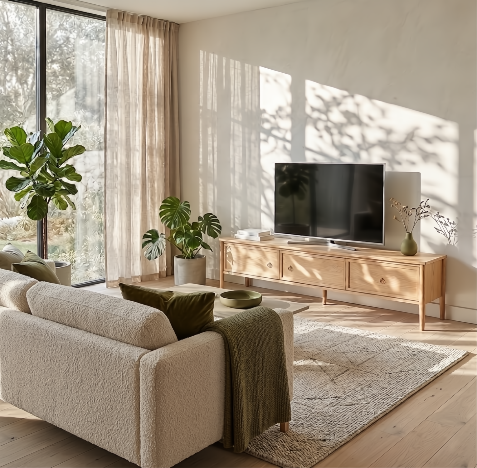 Rose Oak TV Stand with Spacious Drawers