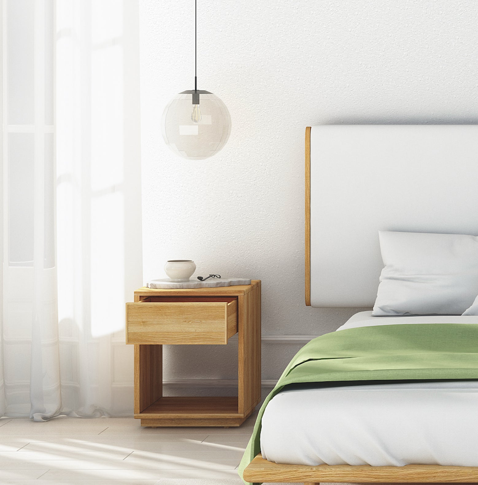 Wooden Nightstand Emma - From Real American Oak Wood