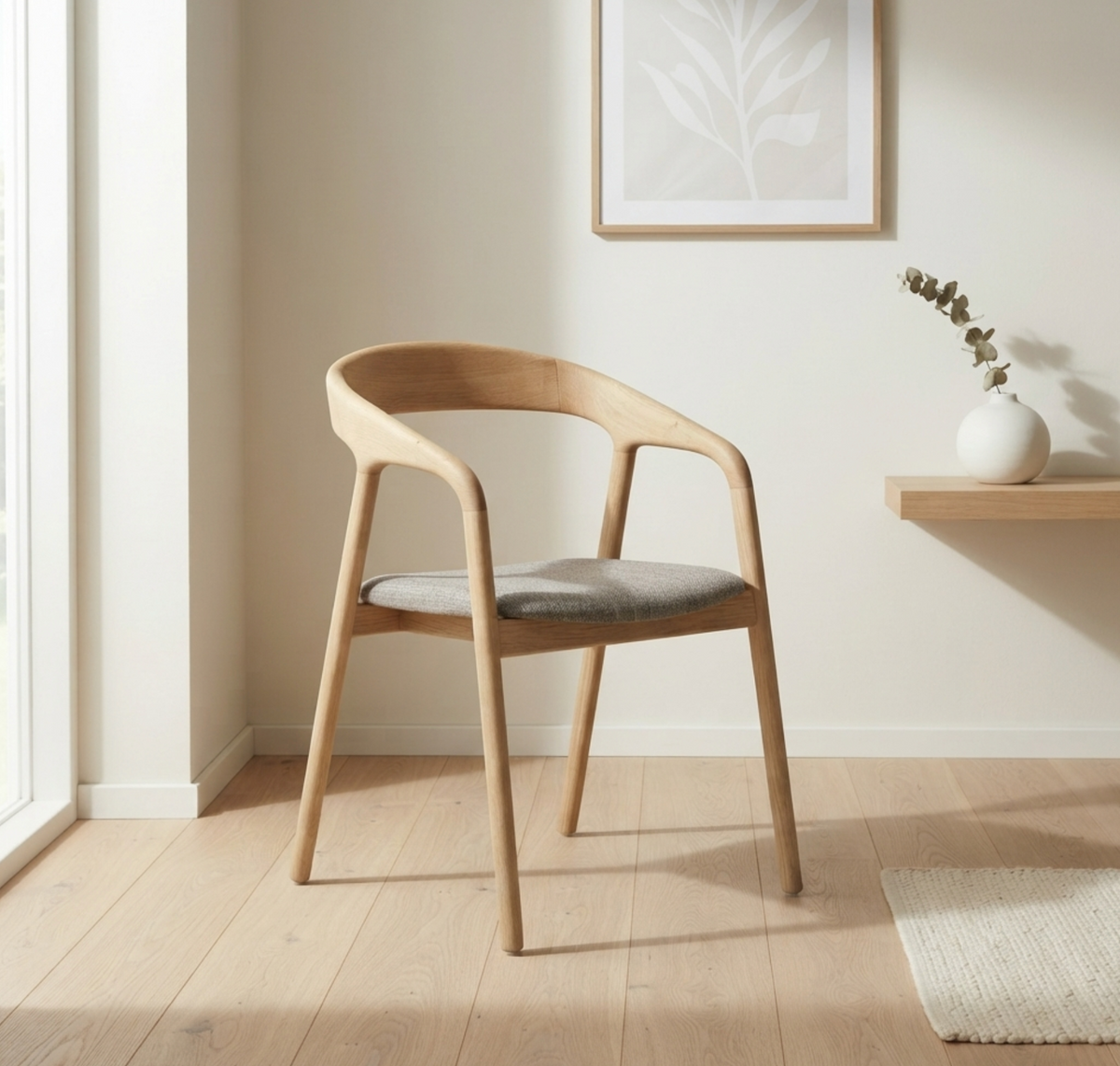 Celeste - Elegant American White Oak Dining Chair, Pet Friendly Fabric