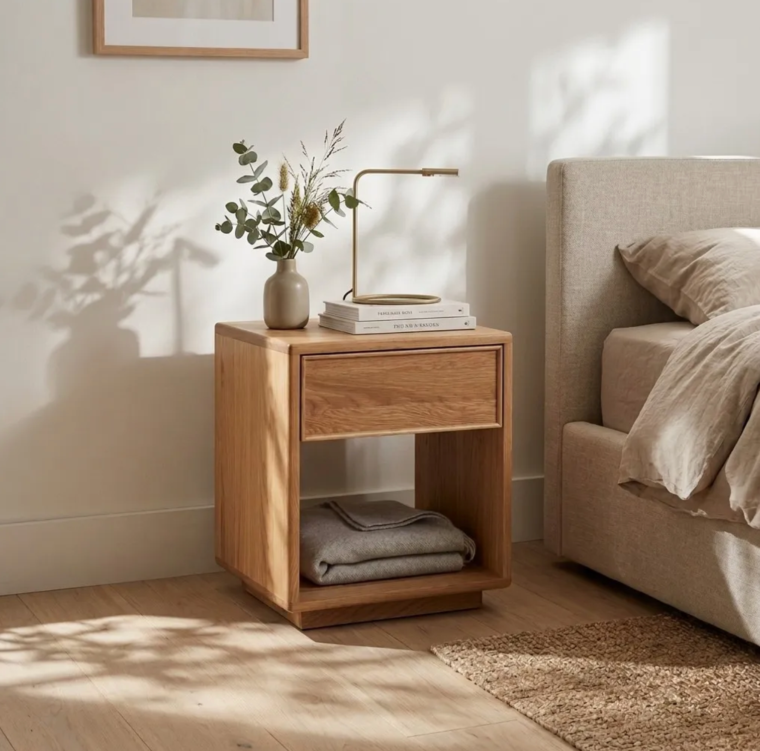 Wooden Nightstand Emma - From Real American White Oak Wood