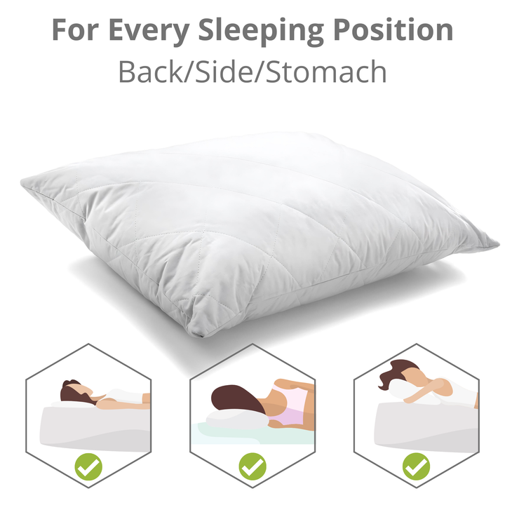 Picture of a Luxurious cotton bed pillow showcasing its features