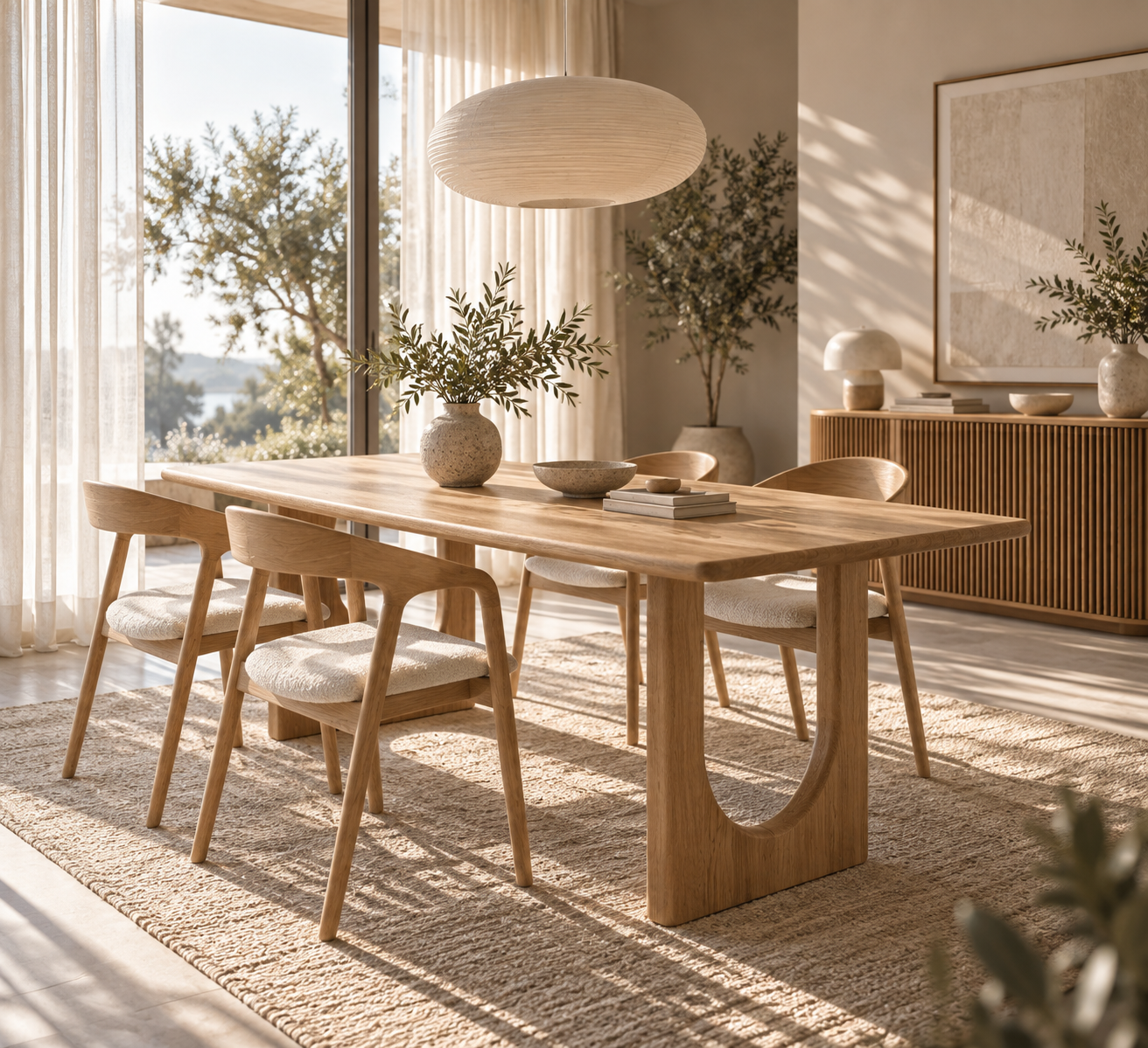 THEO Dining Table – Handcrafted Solid American White Oak Hardwood
